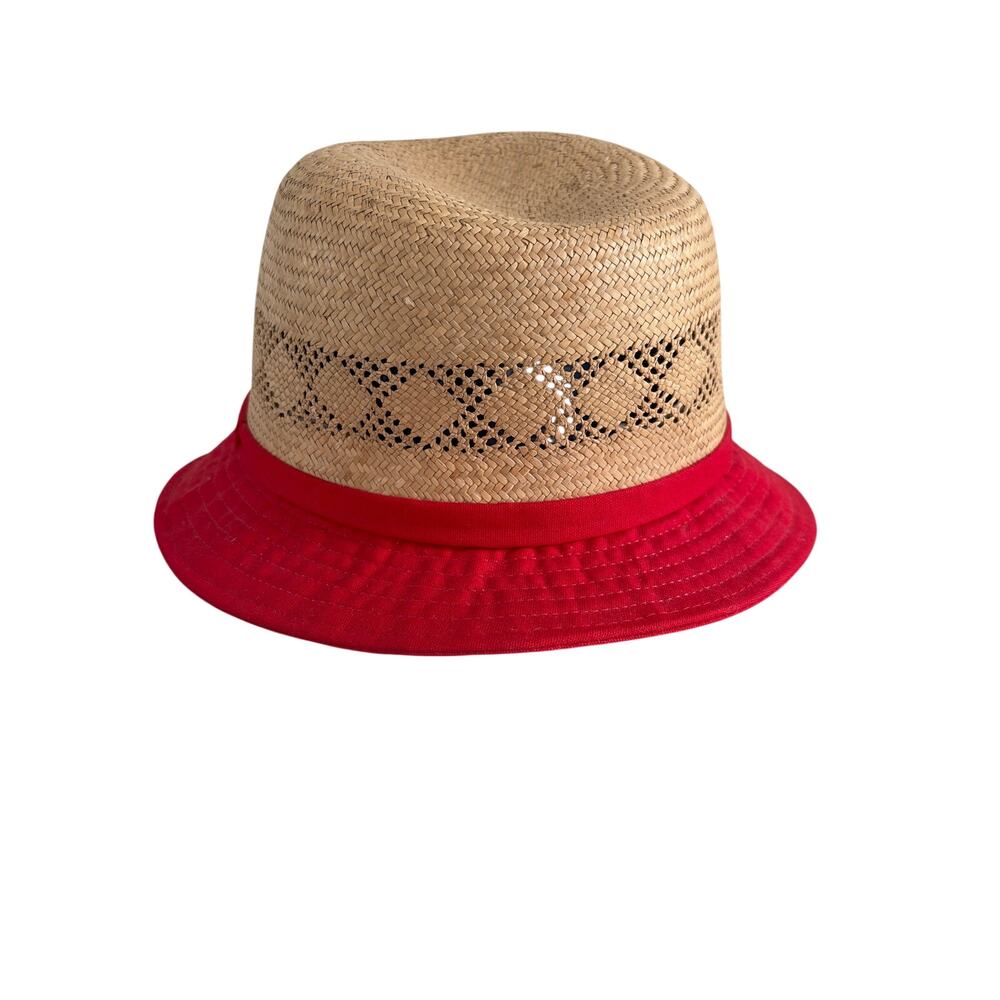 United Hatters Cap & Millinery Works Straw Woven Hat w/ Red Rim